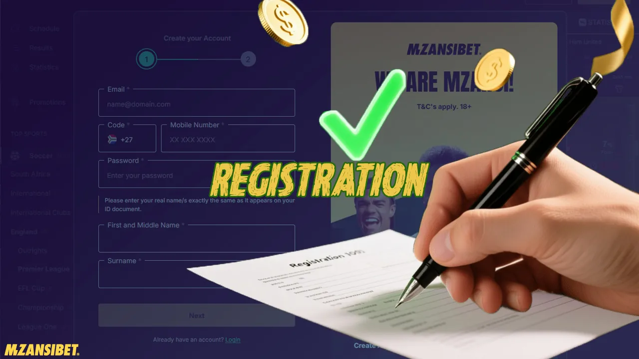 The registration process on the Mzansibet website - step-by-step instructions.